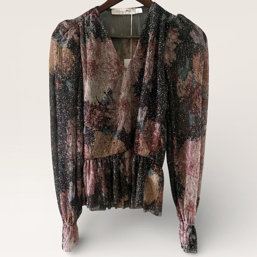 Anthropologie Bishop+Young Enchanted Ultra Fine Party Floral Peplum Blouse | XS